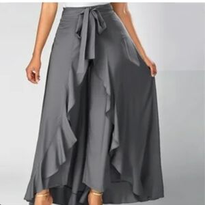 Elegant HALARA Dusty Blue Women's Wrap Skirt/Palazzo Pant